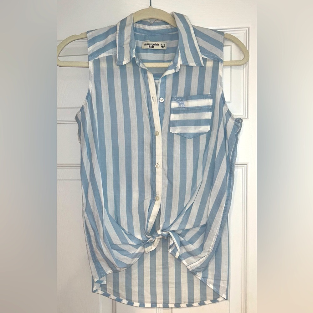 Abercrombie Kids Sleeveless Button Down Tie Front Blouse Girls Size 15-16Y